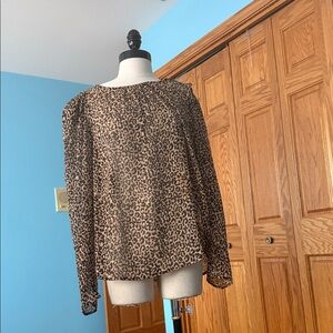 DKNY Brown Leopard Print Blouse